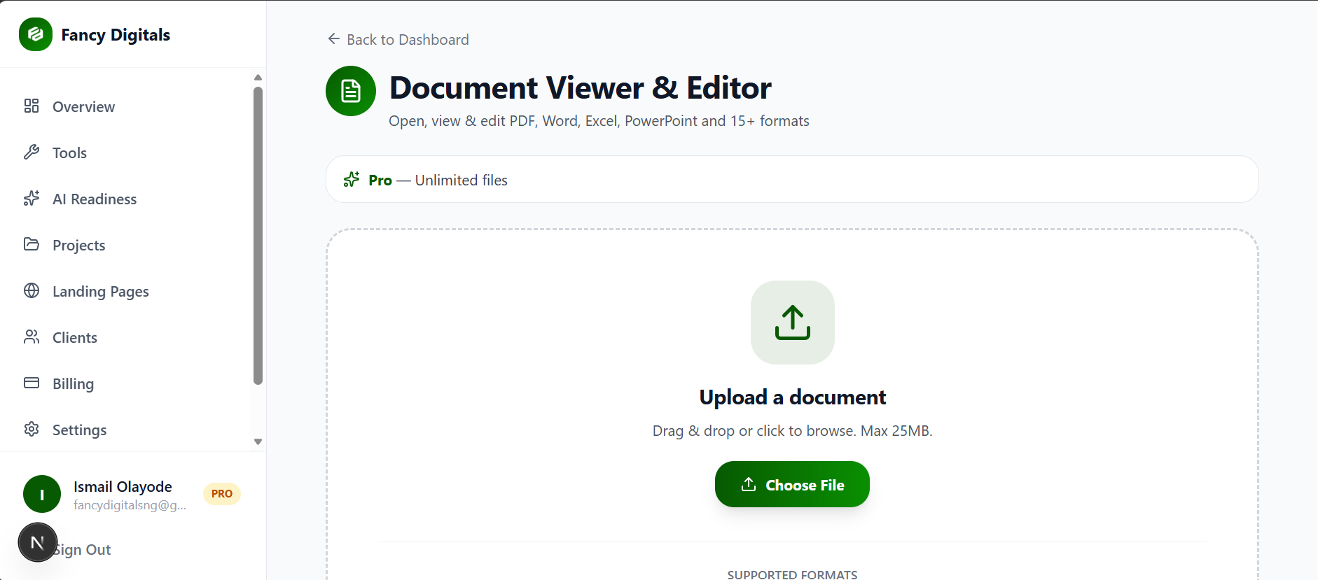 Free document viewer and editor — open PDF, Word, Excel in browser